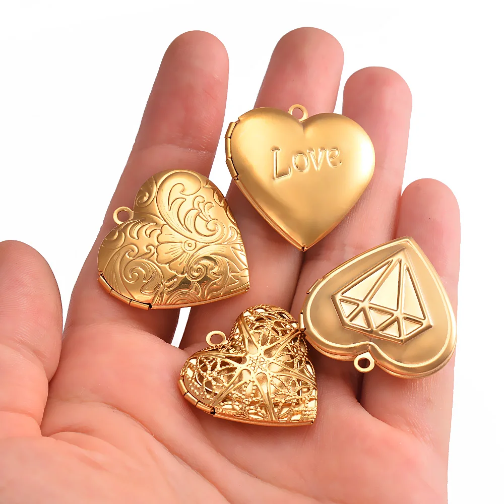 Stainless Steel Love Heart Locket Pendants Openable Memory Photo Frame Charms Mirror Polished Put Photos Jewelry Making DIY Gift 3