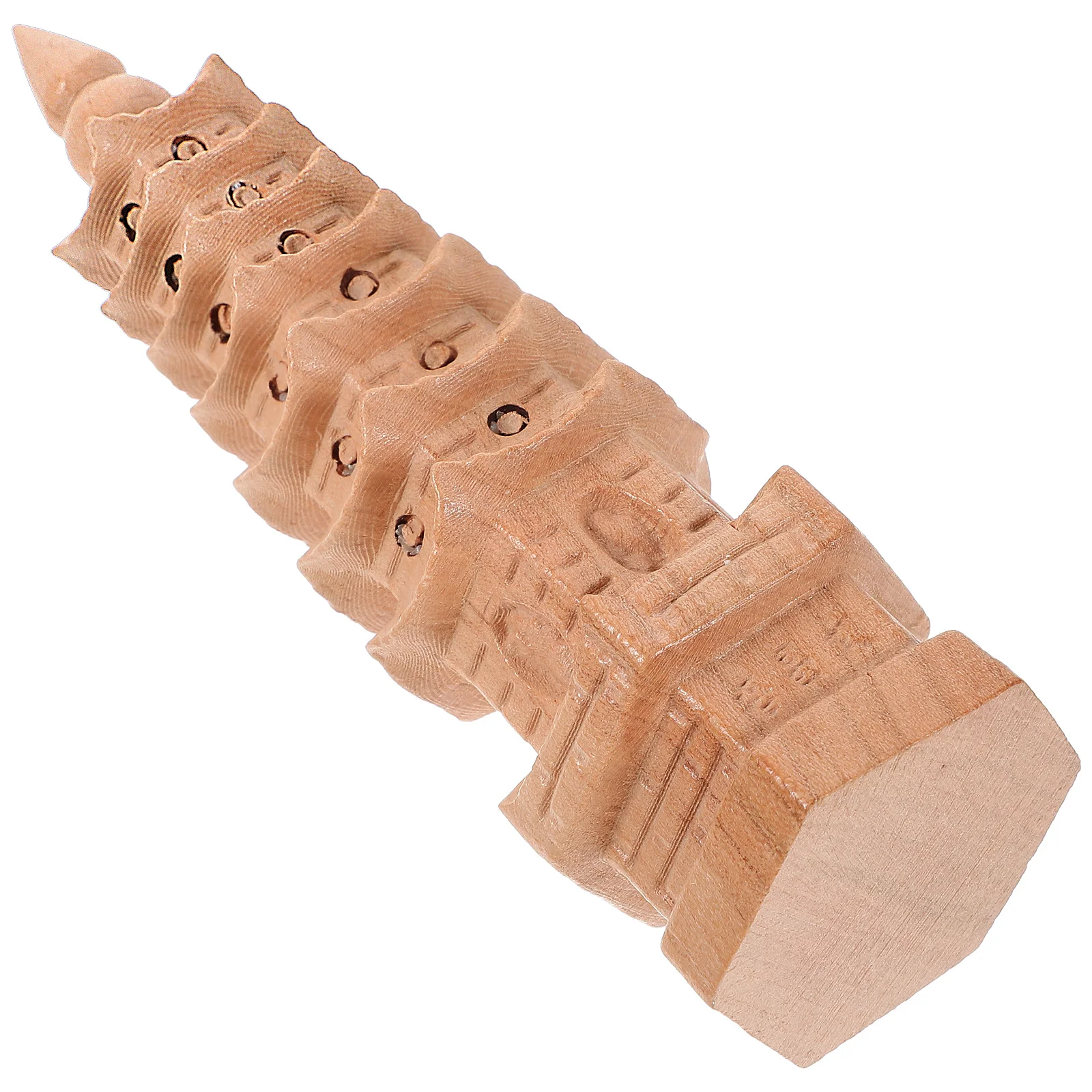 

Wood Buddhism Tower Statue Chinese Pagoda Model Office Home Tabletop Decoration
