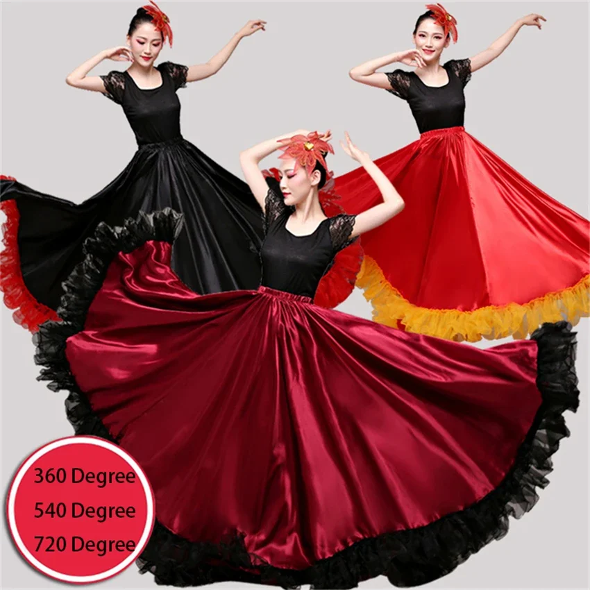 

Gypsy Spain Flamengo Gril Dance Dress Flamencodance Costume Women Vestidos Performance 360/540/720 Degree Chorus Belly Dance