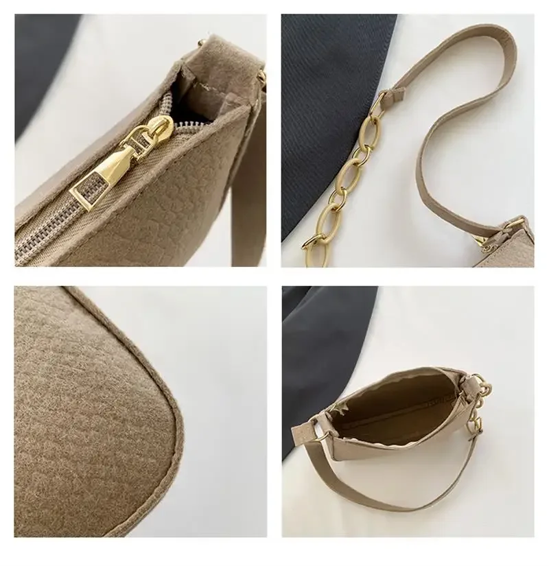 Autumn New Fashion Trend Simple Shoulder Bag Casual Crossbody Bag Retro Underarm Design Advanced Texture Armpit Handbags