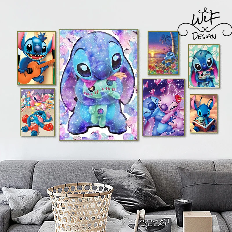 Lilo & Stitch Decoração Moderna Disney Cartaz De Parede Dos Desenhos  Animados Ponto Pintura Da Lona Decoração Do Quarto Imprimir Presente Claro  Arte Colecionável - AliExpress