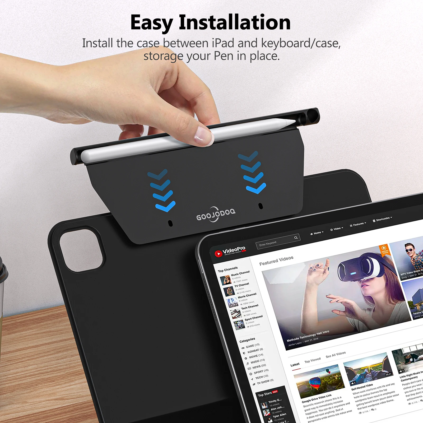 Goojodoq-folio Teclado Mágico Inteligente para Apple Porta-lápis Magnético 2 - Imagem 5