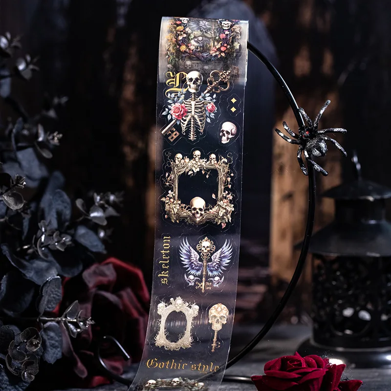 1롤/2롤 다크 나이트 포엠 시리즈 테이프 고딕 레트로 테마 저널 DIY 데코 매칭 재료 4개 세트