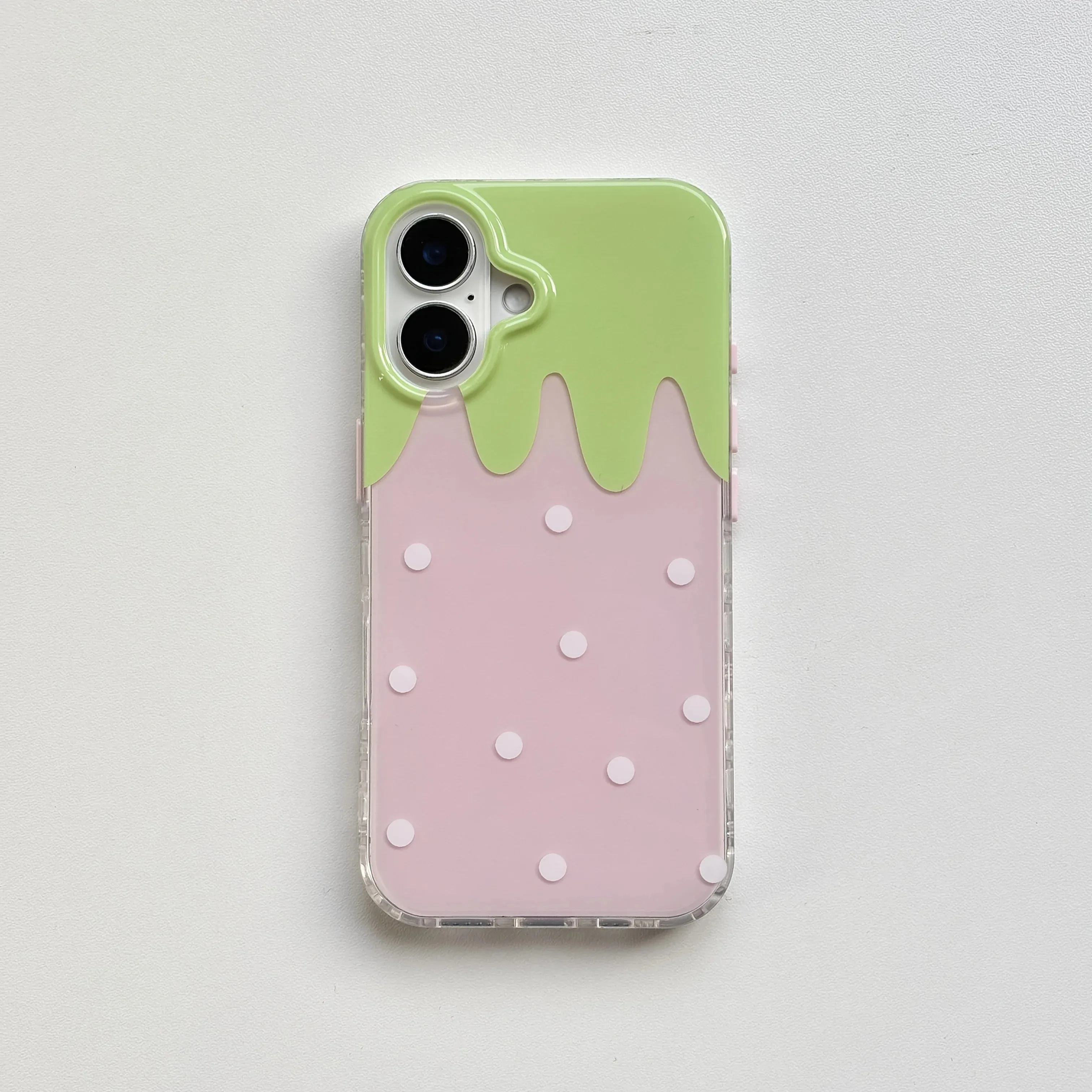 Pink Strawberry White Dot Feather Texture Phone Case