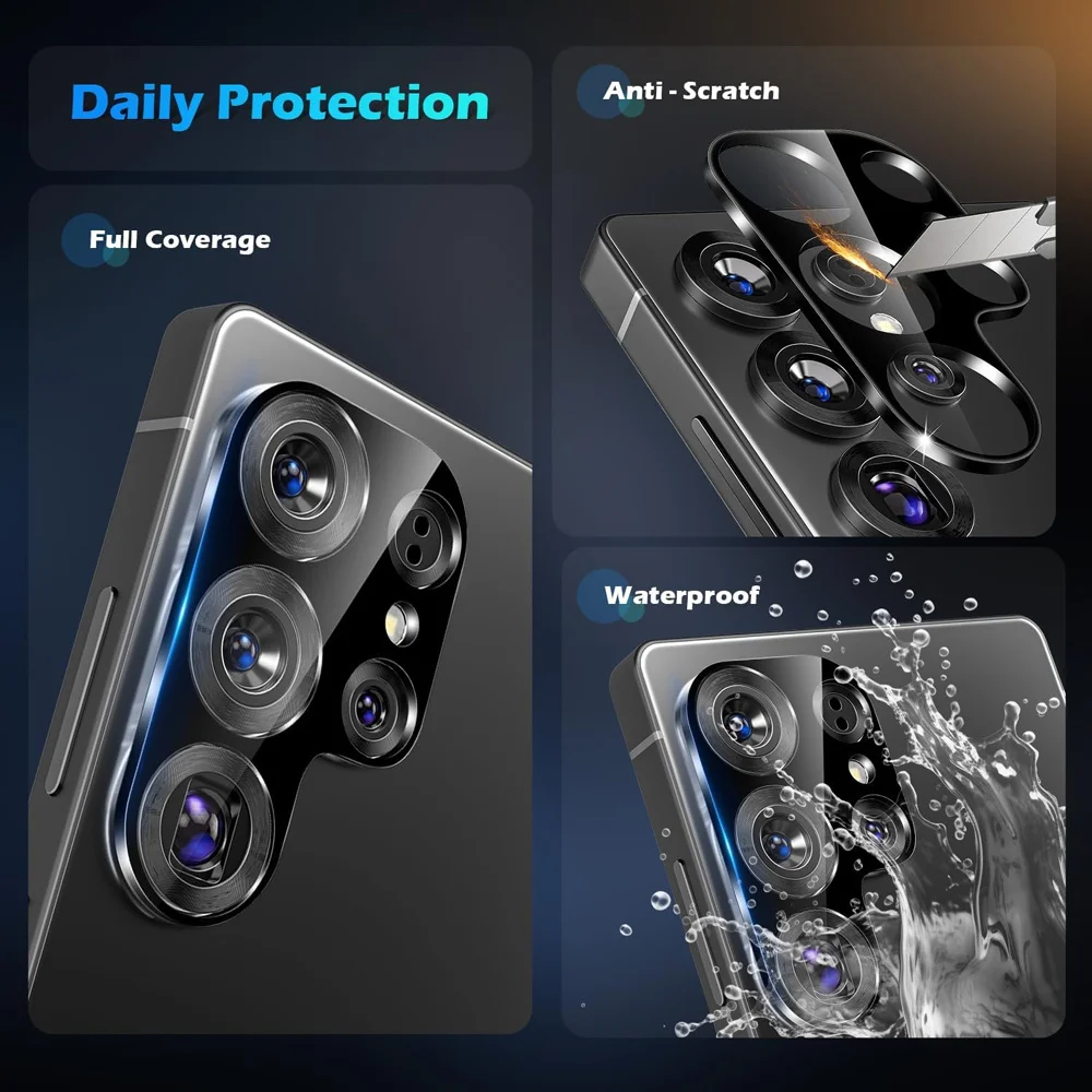 3D 강화 유리 후면 렌즈 케이스, 삼성 갤럭시 S25 울트라 5G 카메라 보호 유리, 삼성 S25 S 25 플러스 S25 울트라용, 1-3 개