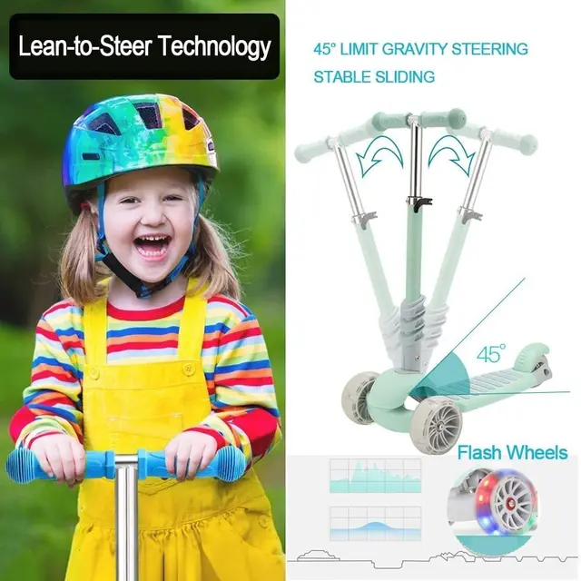 3 Wheels 5 In 1 Electric Scooter Adjustable Electric Scooter Kids Children With Flashing LED Wheels Kick Scooter for Kids 4