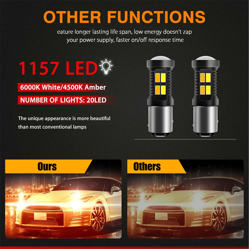 LED ڵ   극ũ Ʈ   ְ  ȣ, 1157 BA15D P21W 3157 P21/5W 3156 BAU15S PY21W, 2 
