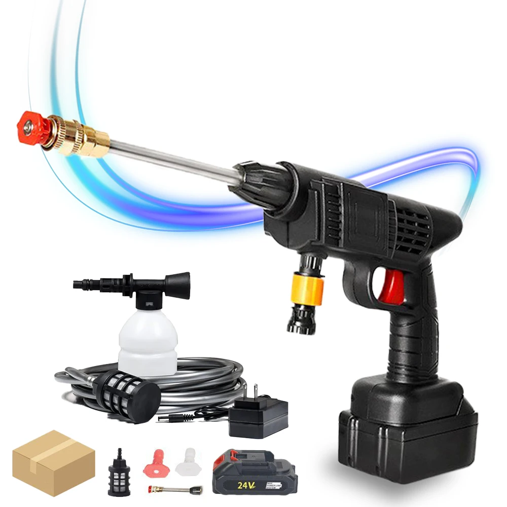 21v High Pressure Cordless Car Washer Wireless Spray Portable Water Cleaning Machine For Irrigation With Lithium Battery