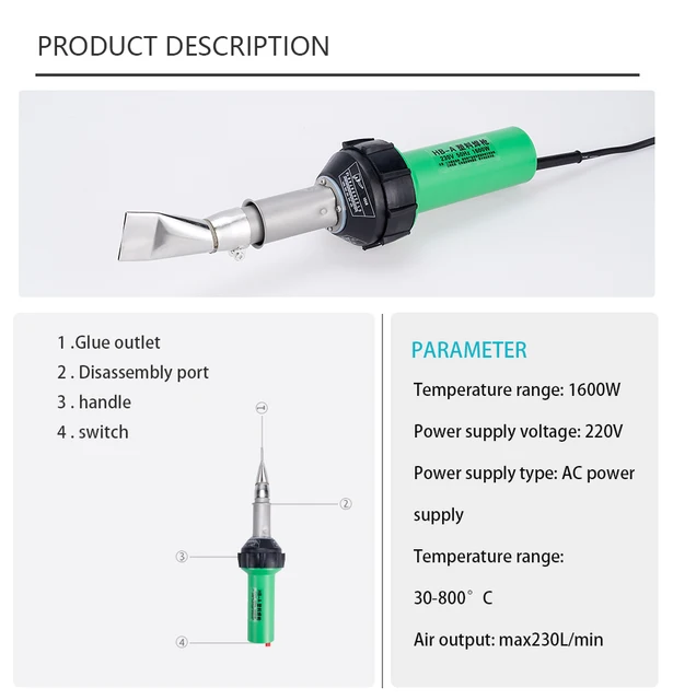 220V 2000W canons à air chaud électronique pour soudure plastique soudeur  Guntools Chaleur Torche Kit pour plancher en vinyle PVC PP PE nous l'UE  prise UK - Chine Matériel de soudage en