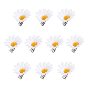 데이지 헤어 클립 해바라기 신선한 헤어 바레트 클립, 여성용 웨딩 파티 장식, 헤어 스타일링 액세서리, 10 개