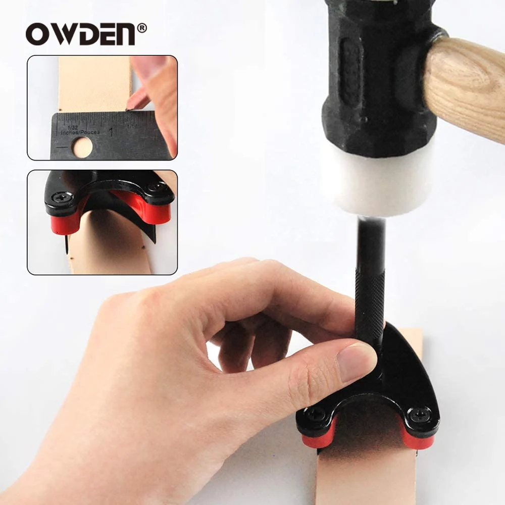 OWDEN 가죽 벨트 엔드 커터 펀치 세트, 날카로운 'V' 모양 커터 펀치 키트, 벨트 가죽 도구 키트, 3 개