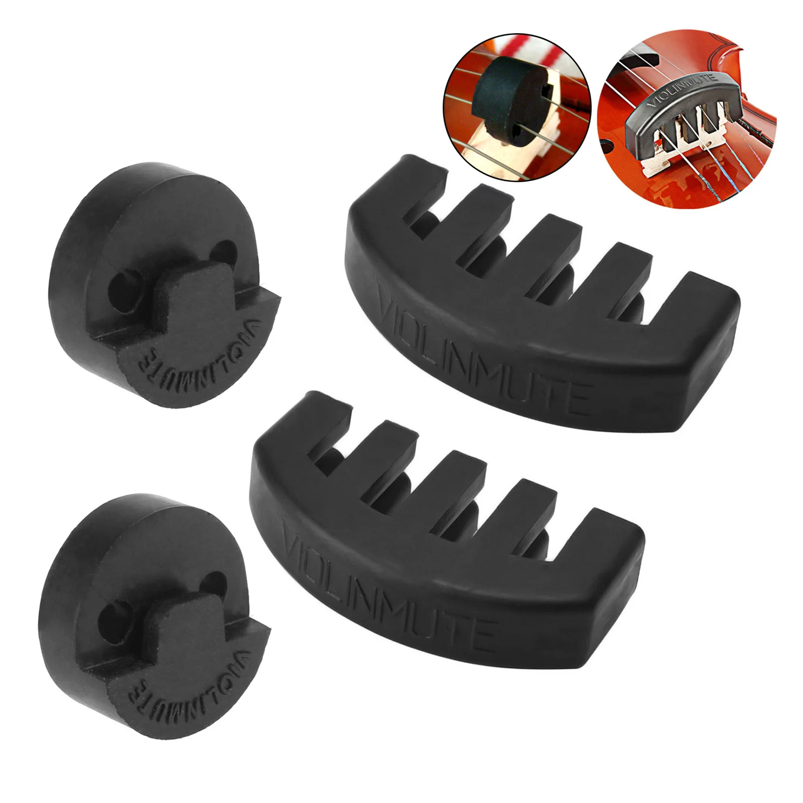 4pcs Rubber Violin Mute Violin muffler suit Four-Piece Set 2pcs Claw Style 2pcs Round Tourte Improve Tone Control Ideal violin mute