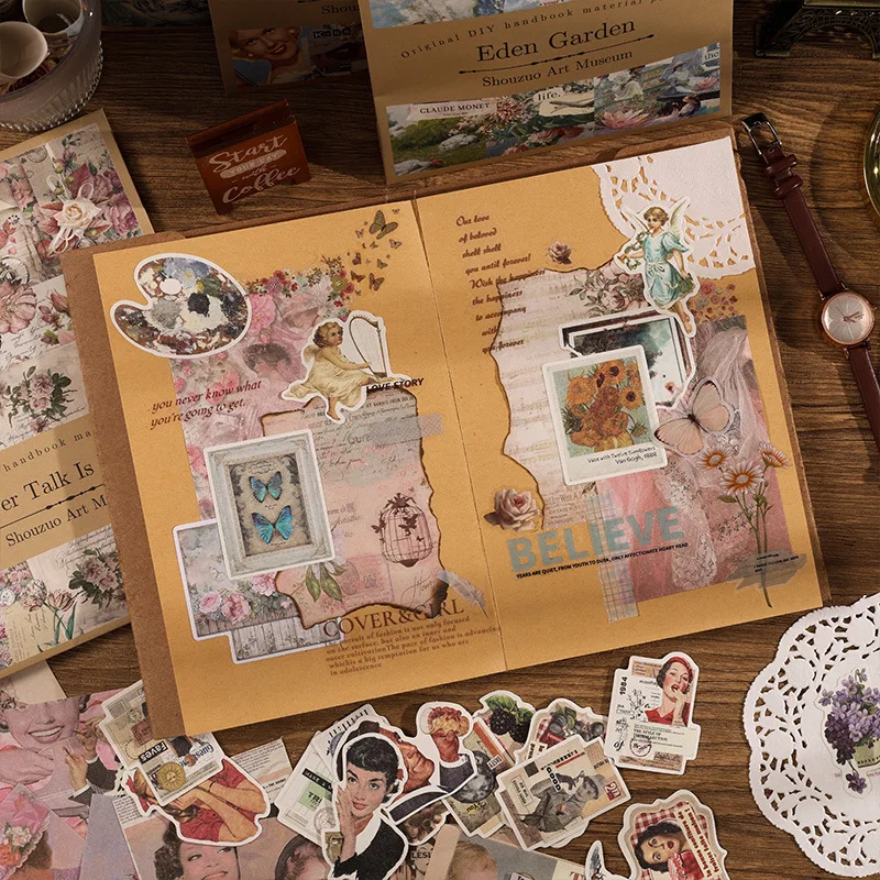 100 pcs/pack Vintage stickers Set Scrapbooking Creative DIY Diary album materials DIY Junk Journal Supplies stickers scrapbooking supplies