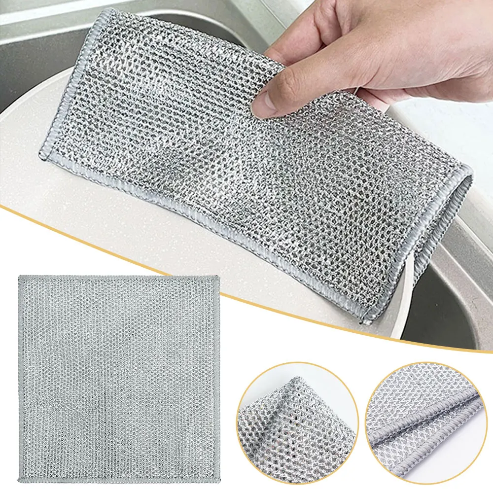 Multipurpose Wire Dishwashing Rags for Wet and Dry, Steel Wire