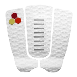 Colorful Non-Slip Surfboard Traction Pad - 3 Piece Set with Strong Adhesive (WHITE)