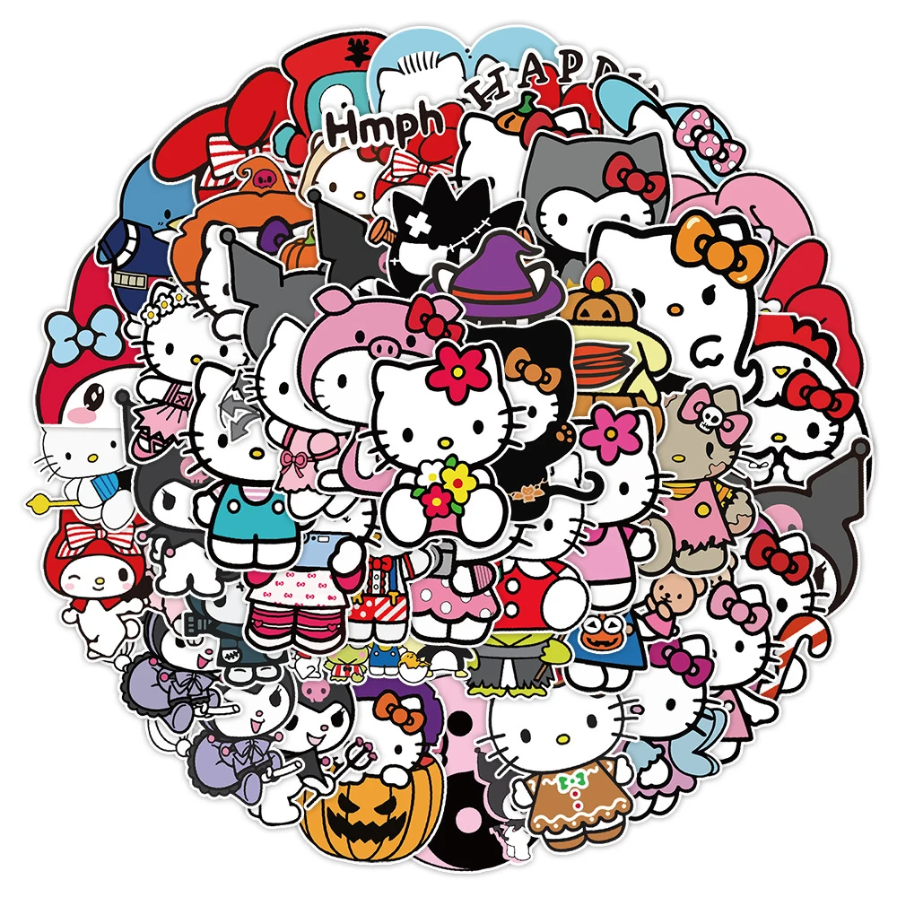 

10/30/50PCS Anime Sanrio Stickers Aesthetic Hello Kitty Kuromi My Melody Cartoon Decal Toy DIY Luggage Diary Guitar Cute Sticker