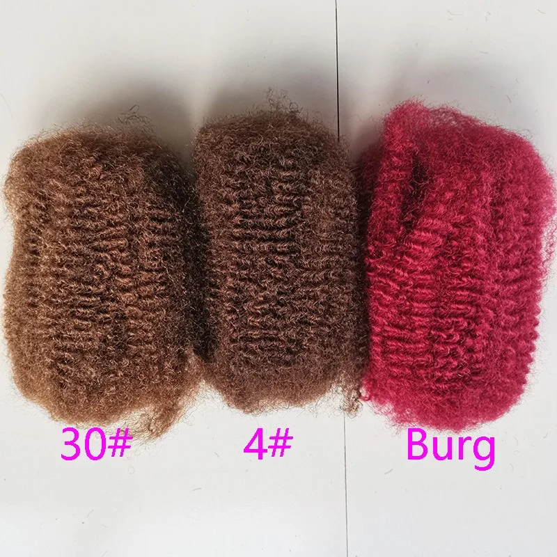 Premium 4C Afro Kinkys Bulk Hair 4#30#27#Burgundy 30g/50g Fluffy Human Hair Braiding Bulk Extensions for Women Styling Braiding 4