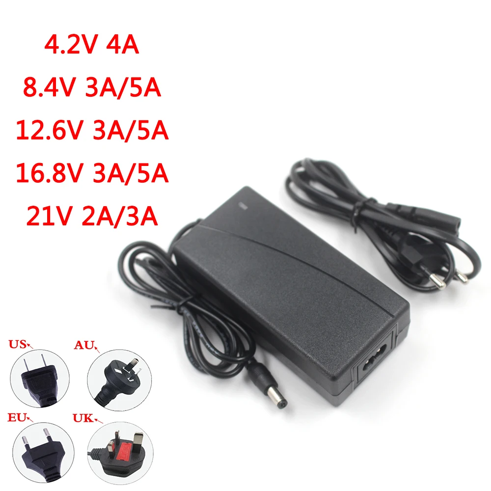 

4.2V 8.4V 12.6V 16.8V 21V 25.2V 2A 3A 4A 5A Intelligence Lithium Li-ion Battery Charger for Lithium Polymer Battery Pack EU/US