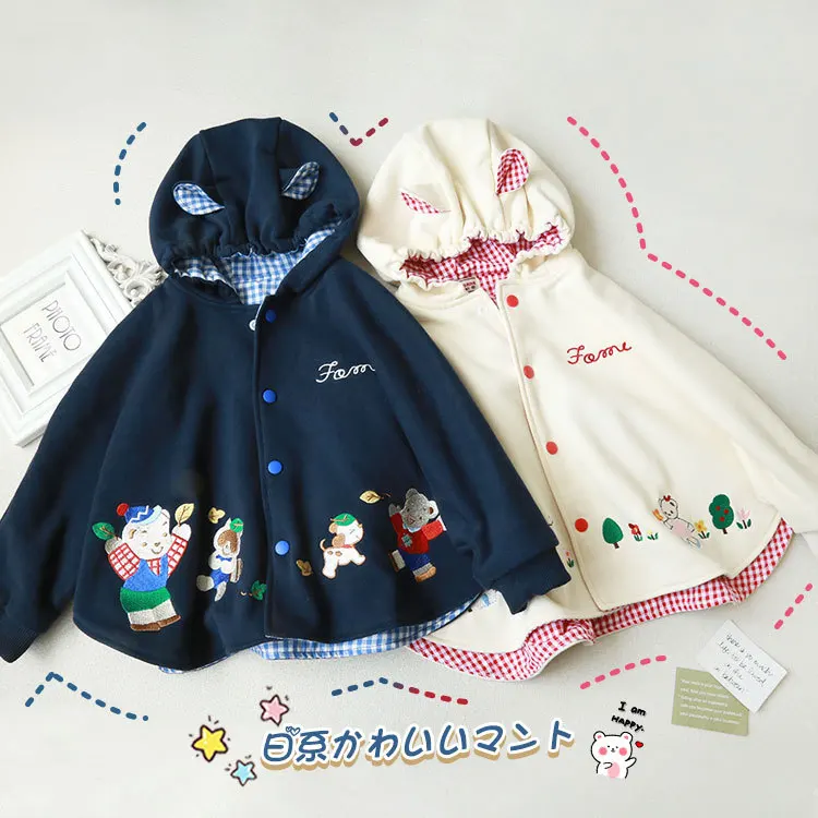 

Children's Jacket 2024 Autumn Children's Cape Jacket Boys And Girls Baby Cartoon Embroidered Shawl Top Children's Clothing 2T-8T
