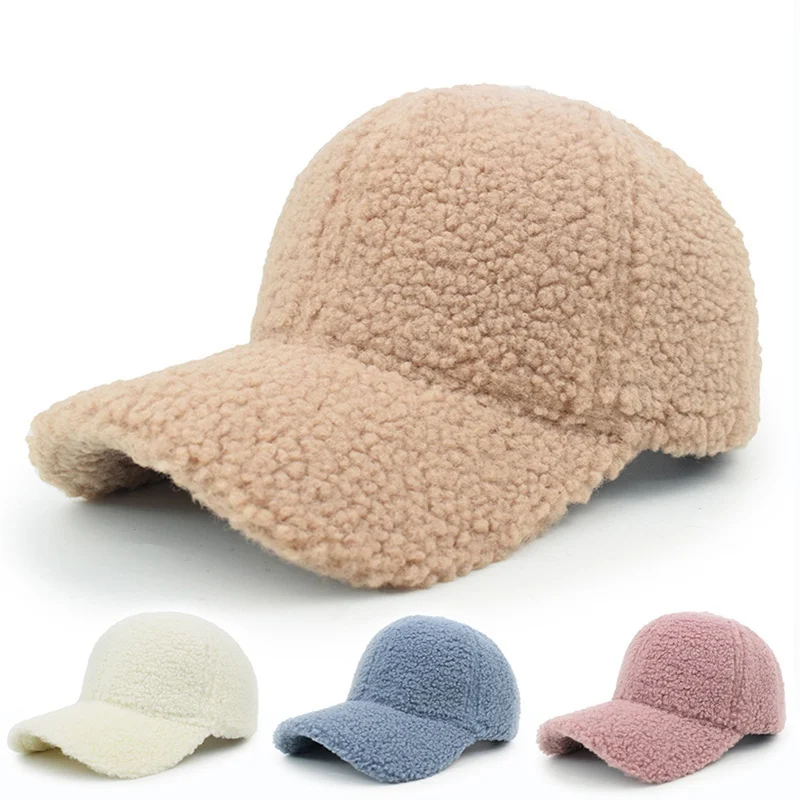 

Plush Solid Color Adjustable Keep Warm Men Baseball Cap Outdoor Unisex Sun Protection Women Snapback Dad Hat