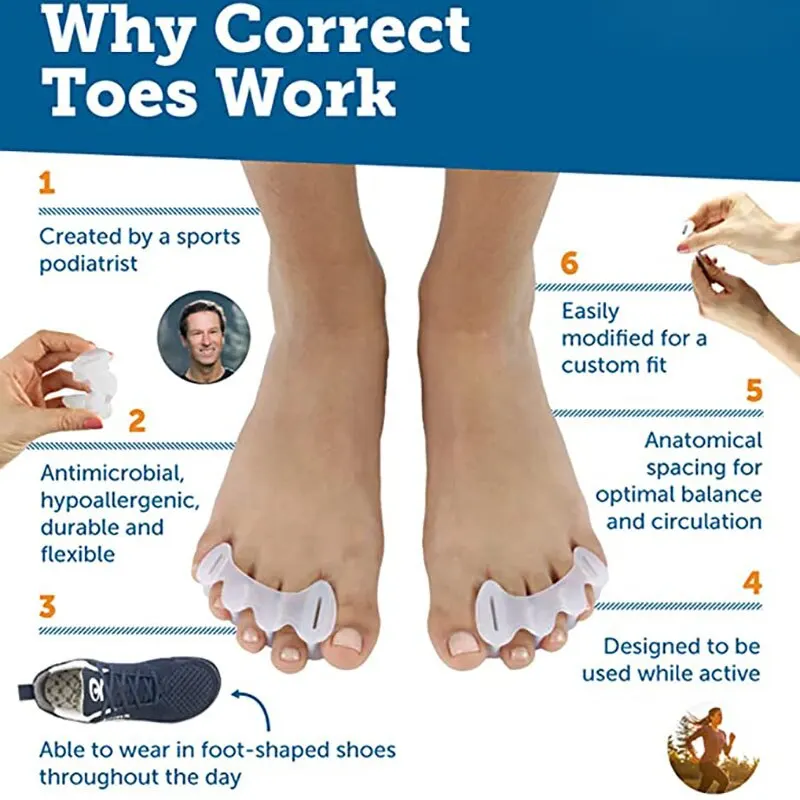 Toe Protector 4 Pcs Silicone Bunion Corrector Soft Gel Straightener Spacers Stretchers Care Tool Separator toe separators,toe corrector,toe spreader,finger toe separator,toe protectors