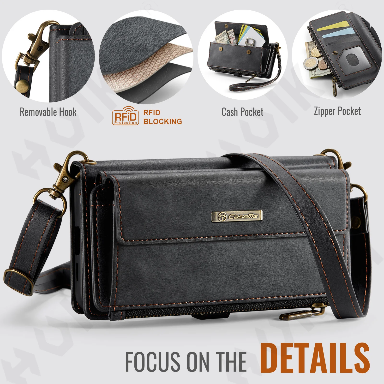 Premium Faux Leather Flip Case with RFID Protection and Magnetic Card Holder Stand Function