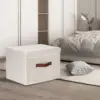 Foldable Storage Boxes with Lids 5 Pack Fabric Storage Bins with Lids, Room Organization, Office Storage, Toys - Beige 5