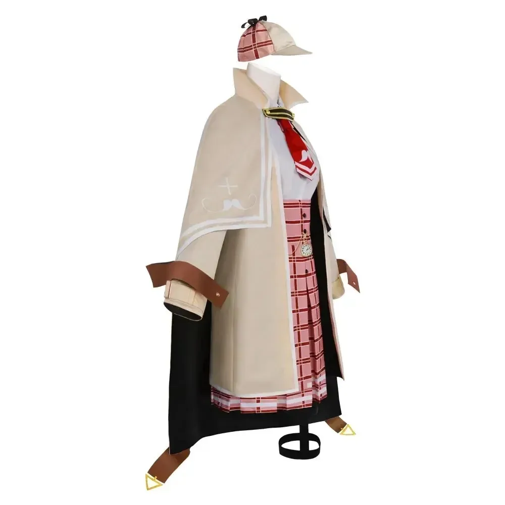 VTuber: Hololive Amelia Watson | Khaki Uniform Cosplay Costume 21 Hololive Amelia Watson School Uniform Cosplay Costume for Women (Unofficial)