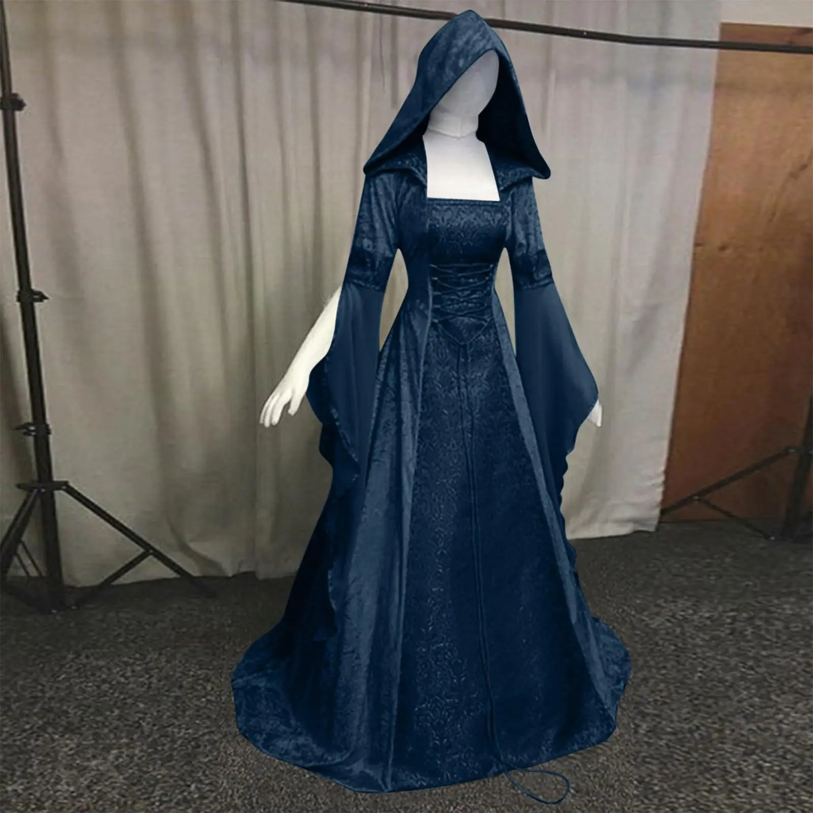 Abo Lungo Rinascimentale Medievale Da Donna Costume Da Strega Con Cappuccio Halloween, Pagano, Matrimonio, Cosplay Stile Diavolo Da 18,08 € | DHgate