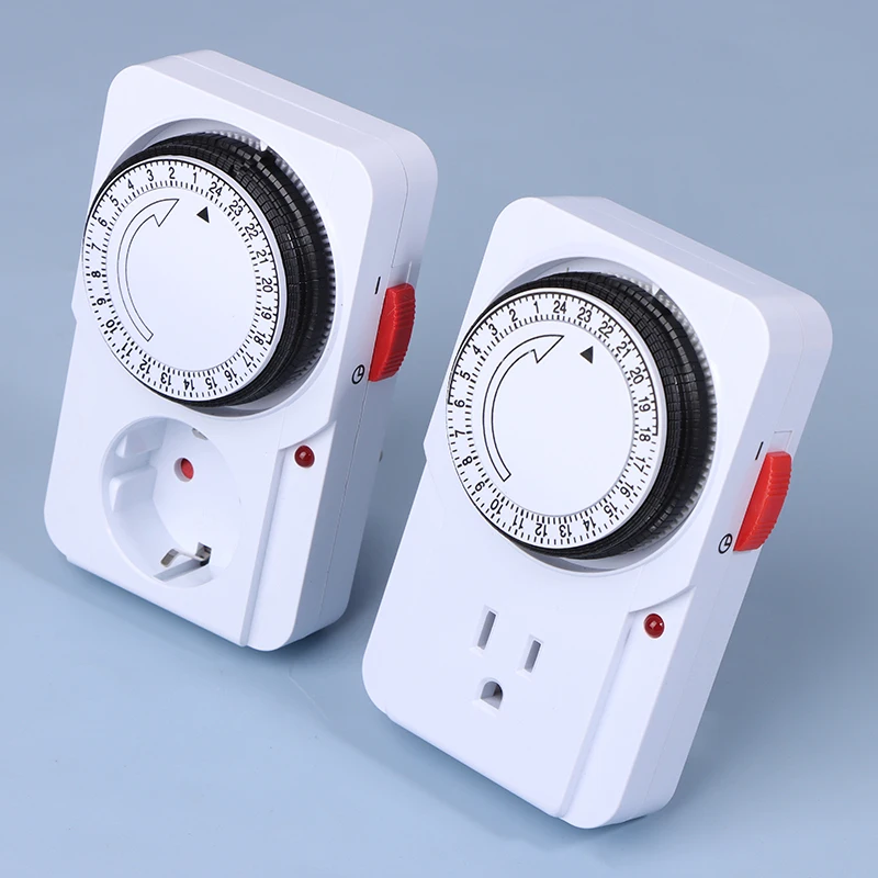 24 Hour Cyclic Timer Switch Kitchen Timer Outlet Universal Timing Socket Mechanical Timer 220VAC UK EU US Plug Timing Socket 5