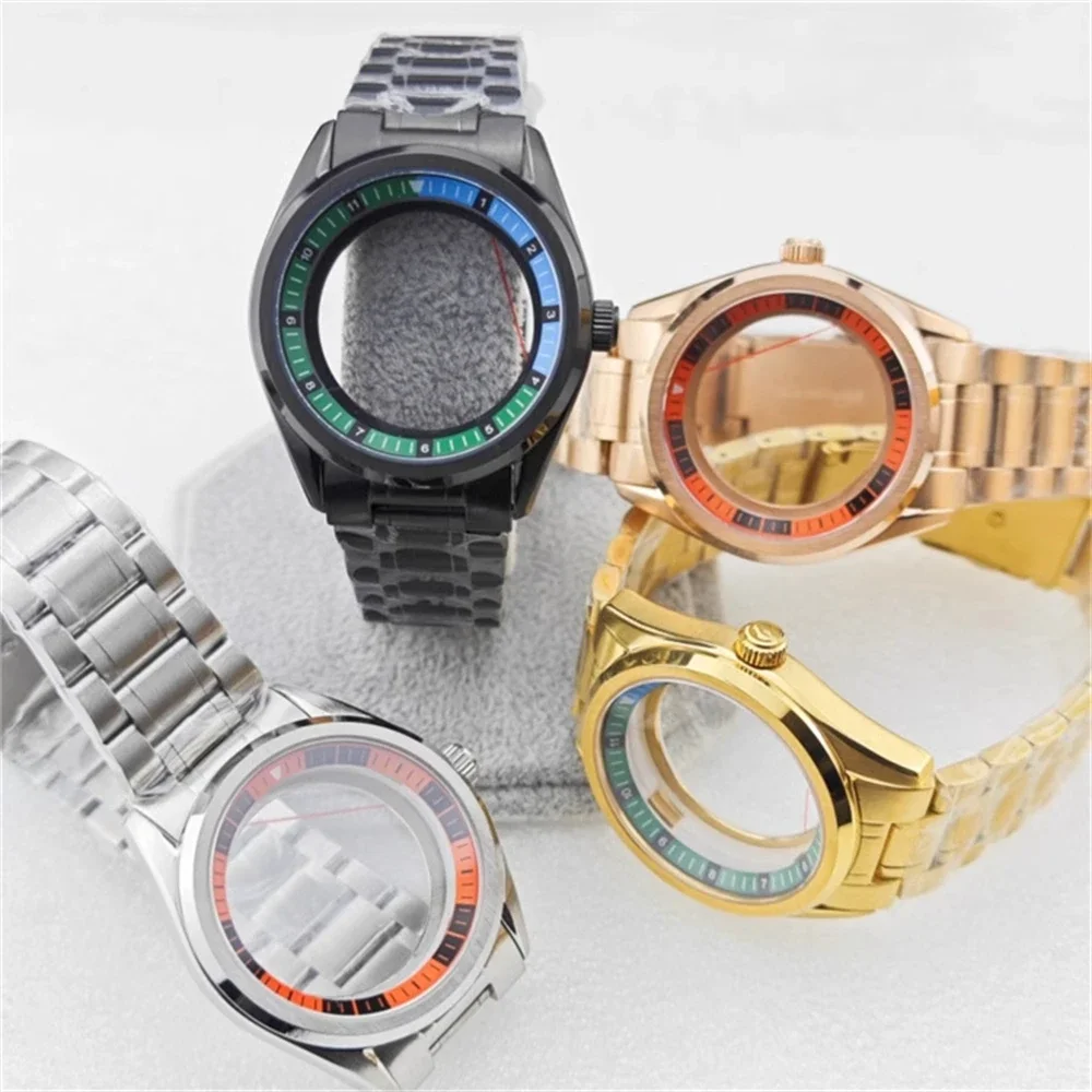 

Mechanical Watch Modification Accessories, 316L Stainless Steel Sapphire Glass Watch Case Bracelet Set, for NH35 NH36 Movement
