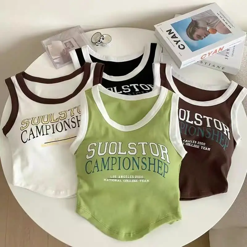 Майка женская с надписью Модный корейский бюстгальтер со встроенными цветными