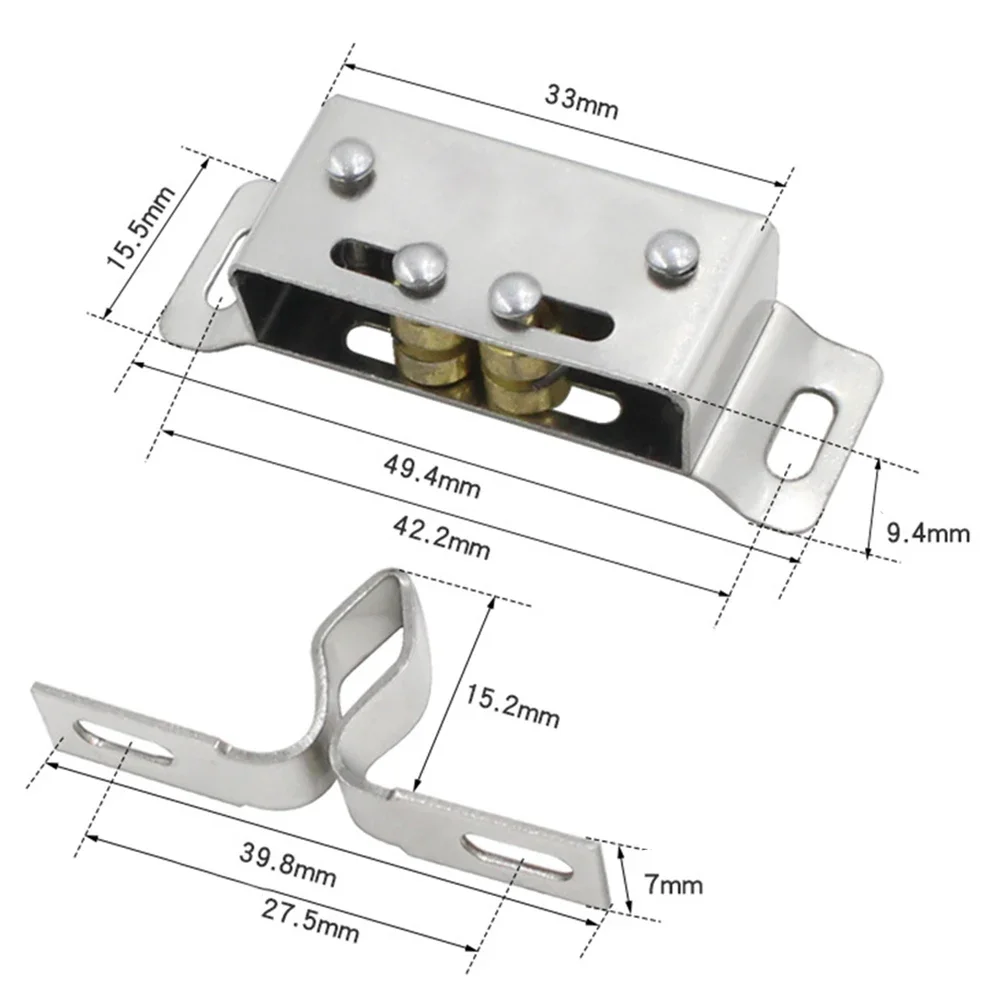 Double Roller Catch Hardware Stainless Steel Magnetic Door Closure Functionality for Use in Caravans Boats Motorhomes magnetic cabinet catches door closer door catches magnetic cabinet latches cabinet door latch