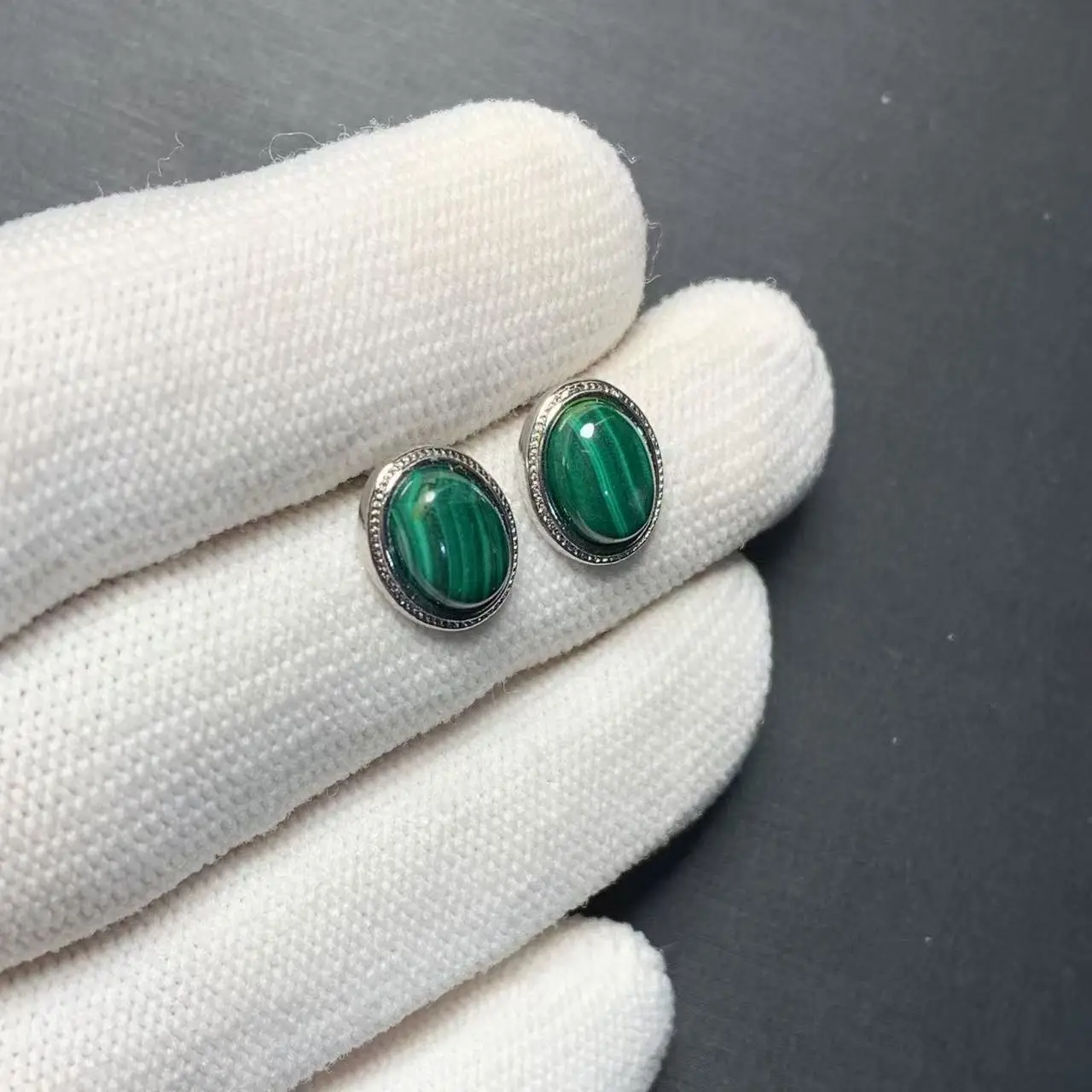 7MM Natural Malachite Stud Earrings For Women stainless steel Vintage Femme Gift Prevent Allergy Fine Jewelry Stone
