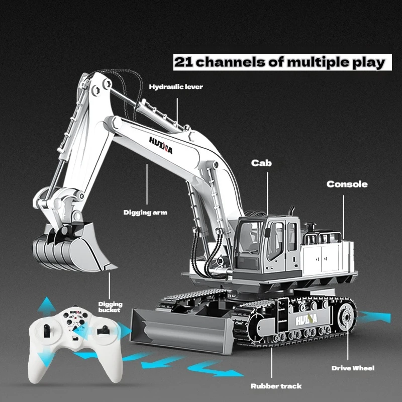 Huina 310 Super Large 21 Channel Alloy Remote Control Excavator Simulation Excavator Engineering Vehicle Kids Toys Gift 3