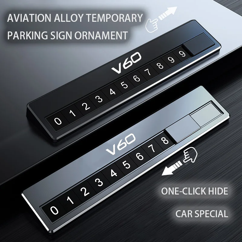 

Car Temporary Parking Plate Phone Metal Alloy DIY Logo For Volvo V60 V50 XC90 S60 XC60 XC70 XC40 V40 R 2020 Accessories 2023