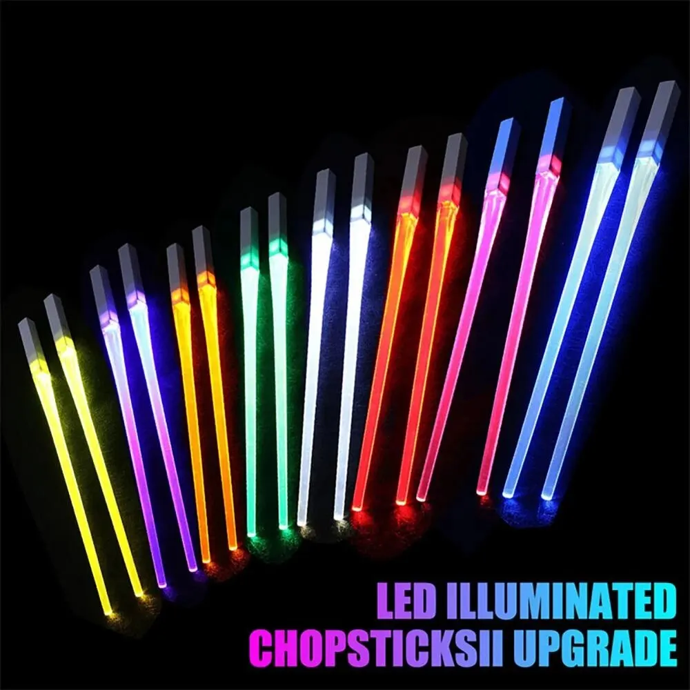 1 Pair LED Lightsaber Chopsticks Luminous Reusable Kitchen Light Up LED Chopstick Glowing BPA Free Food Safe Chopsticks led chopsticks