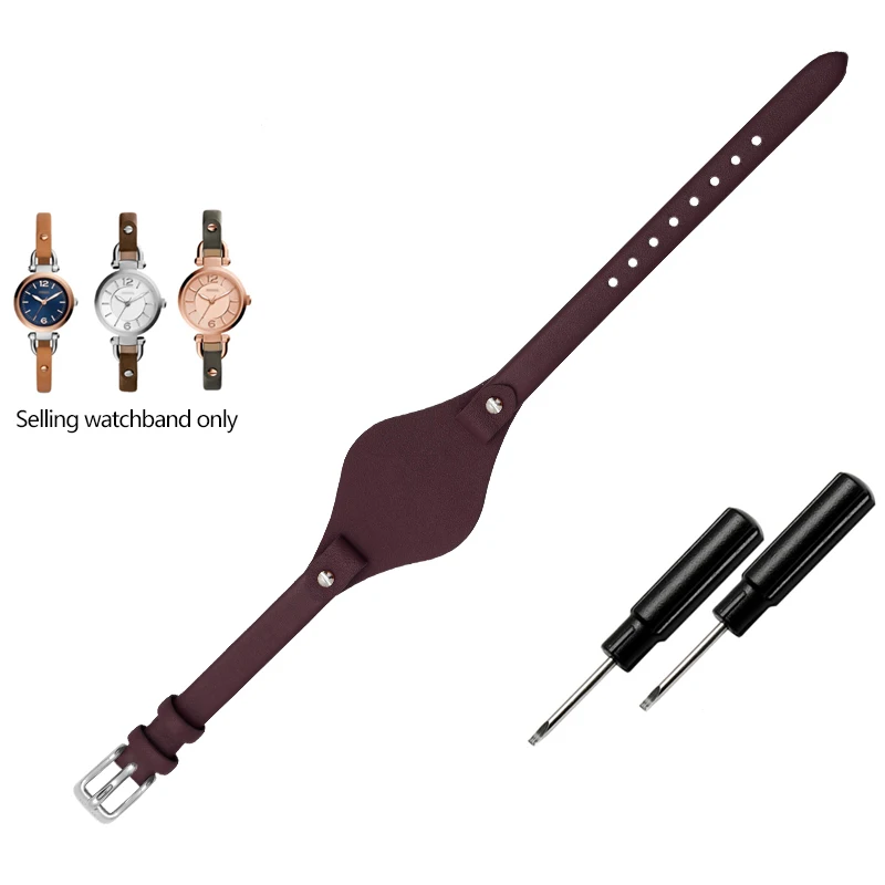 Premium Women's Leather Watchband - 8mm Elegant Strap Replacement