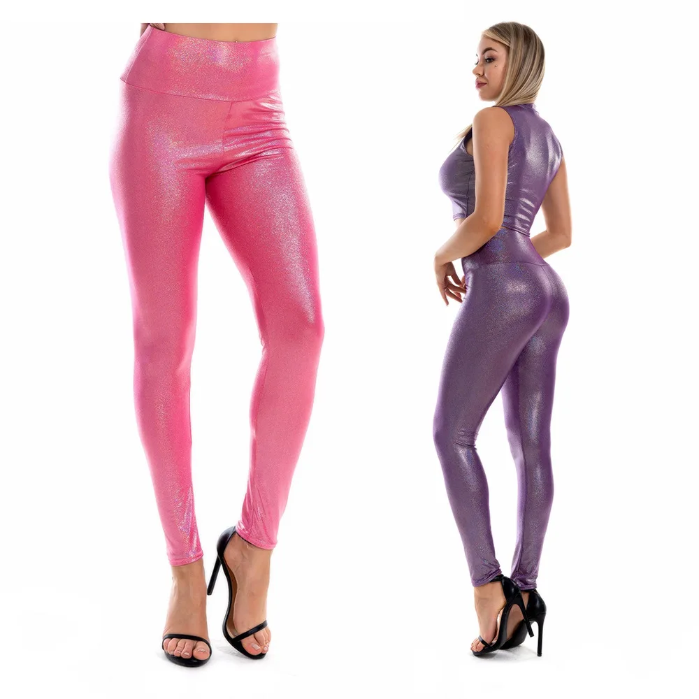 

Summer New Women Sexy Glitter Bronzing Tights Leggings Fashion High Waist Butt Lift Pencil Pants Shiny Glossy Leggins