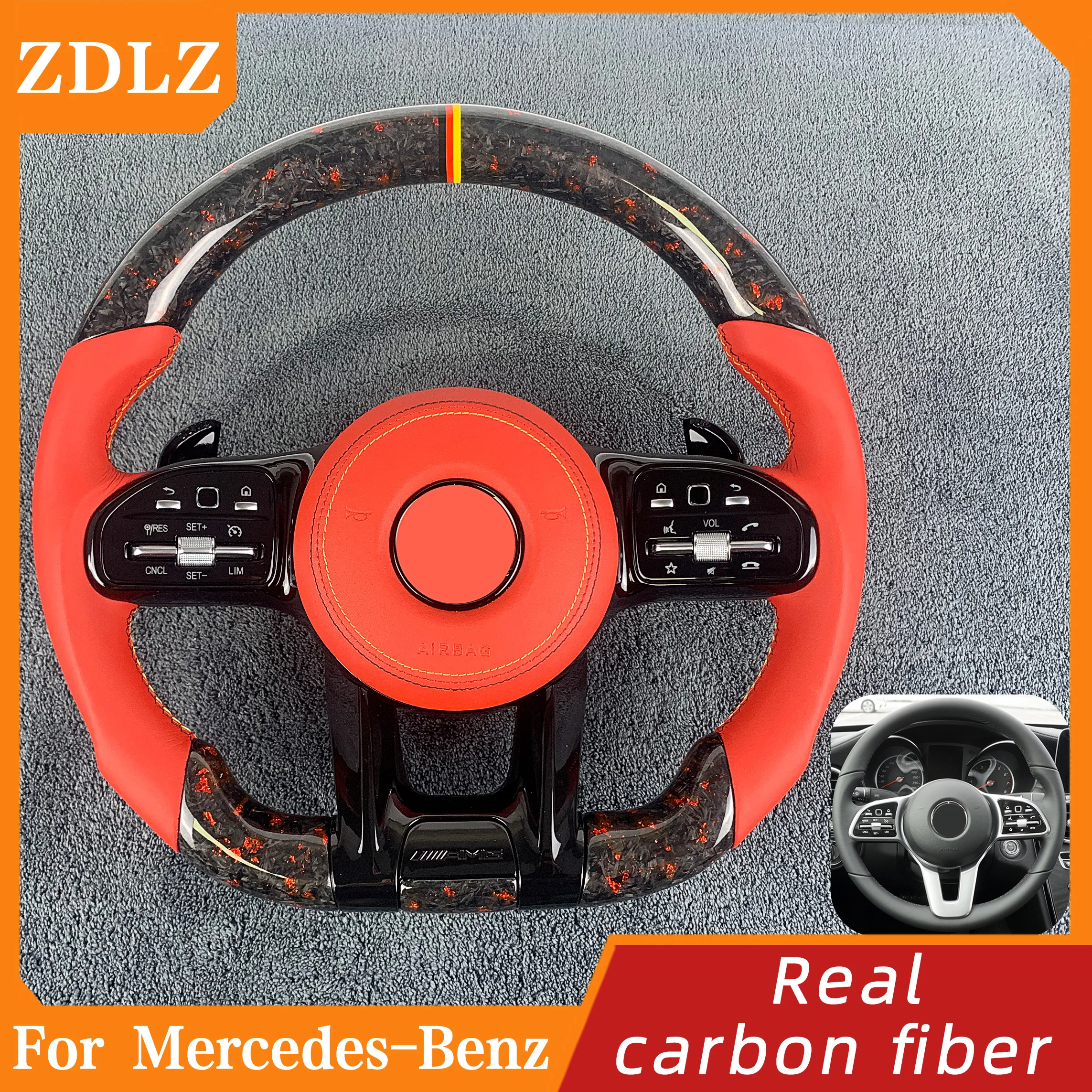 

FOR Mercedes Benz AMG A B C E S GLS GLA C63 E63 W205 W204 W213 2012-2021 Steering Wheel Customized Forged Carbon Fiber