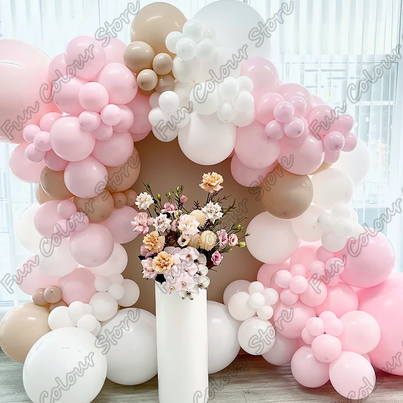 

Sand White Maca Pink Balloons Birthday Party Wedding Backdrop Free Shipping Latex Baloons Garland Arch Baby Shower Decoration