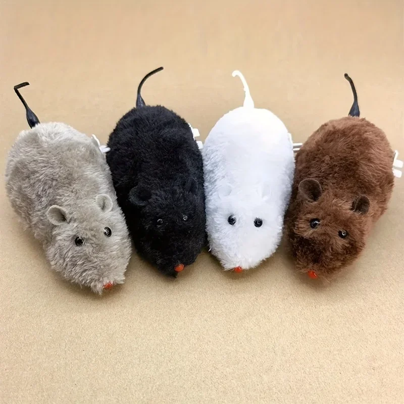 Plush Wind-Up Mouse Toy 1/5pcs For Cats Dogs and Kids Mechanical Moving Animal Toy for Playtime Pranks