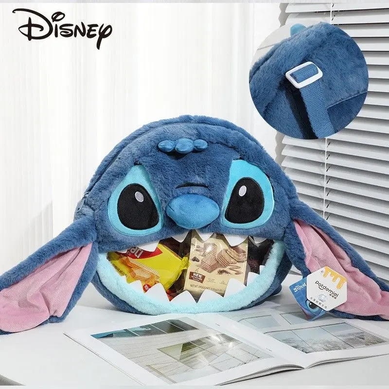 

New Cartoon Cute Stitch Disney Genuine Fashion Mini Women's Large Capacity Plush Backpack Girls School Bag