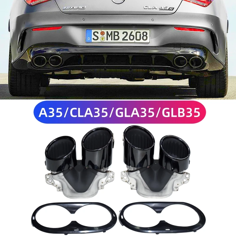 Exhaust pipe modification quad tail pipe tip muffler stainless steel For Mercedes A35 CLA35 GLA35 GLB35 A45 CLA45 GLA45 AMG
