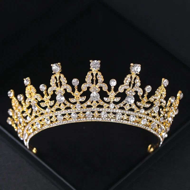 Goldfarbe Strass Braut Diademe und Kronen Kristall Abschluss ball Diadem Stirnband Braut Hochzeit Haarschmuck Schmuck Krone Tiara – Detail 7