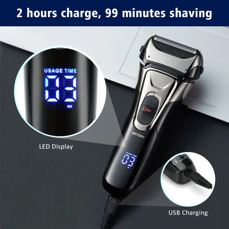 Travel men's shaver mini electric razor USB rechargeable beard shaver small size wet dry use electric shaver