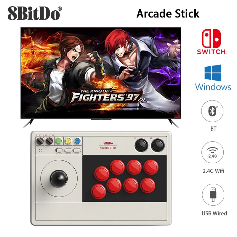 8Bitdo Arcade Stick With Wired/Wireless 2.4G/Bluetooth For Switch/Windows Can Play King of fighters/Contra Etc Classic Game