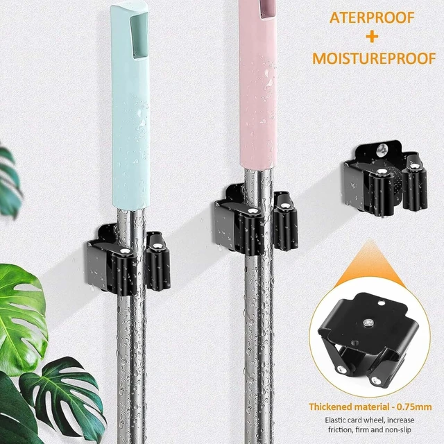 Crochet de suspension auto-adhésif en acier inoxydable T1, clips de support de vadrouille, crochet de balai, étanche avec vis, étagère de cuisine 3