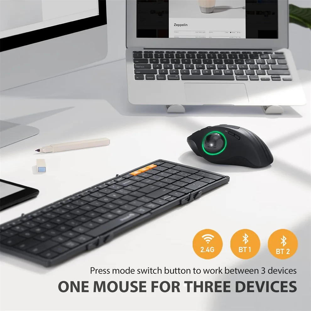 wireless mouse with usb c Jelly Comb RGB Wireless Trackball Mouse Bluetooth +2.4G Rechargeable Gaming Mouse Ergonomic Mice Thumb Control Mouse mouse computer mouse