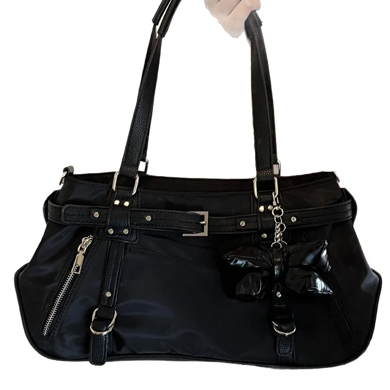 Y2K Harajuku Leopard Print Shoulder Bag for Sexy Girls Nylon Cute Handbag for Ladies Retro Handbag Fashionable Shoulder Bag 2